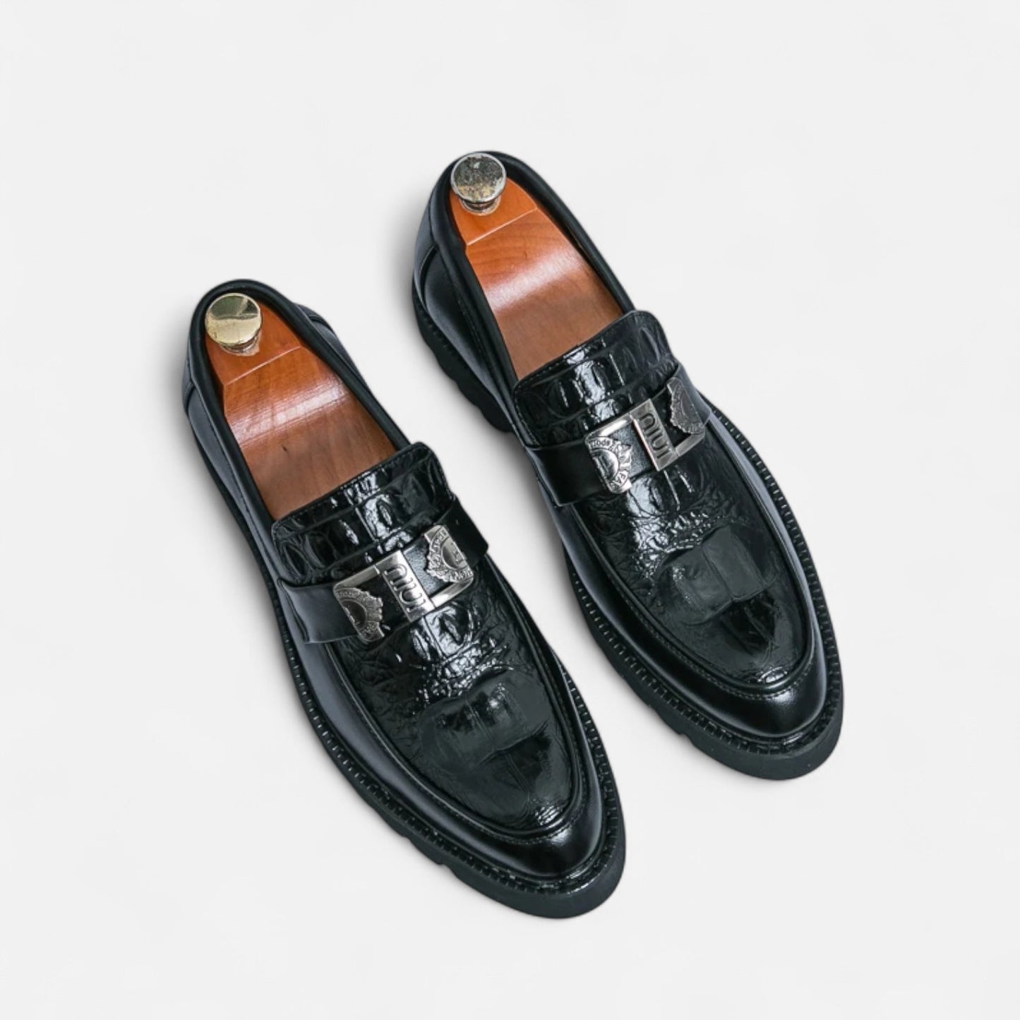 Vivellamode | Men’s White Loafers – Stylish Platform Slip-On Shoes for Business & Party