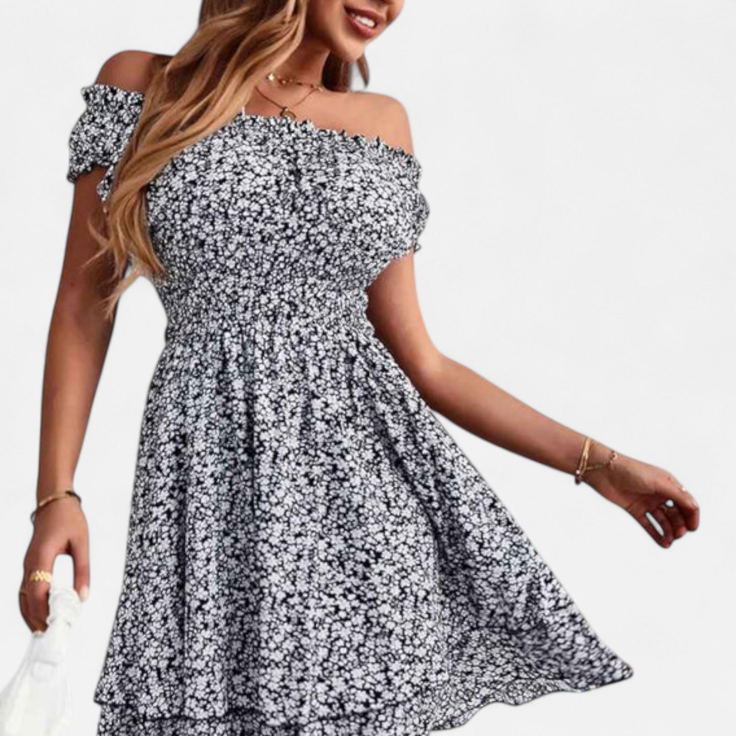 Vivellamode | Women’s Premium Elegant Flowy Floral Midi Dress – Sophisticated Comfort for Every Occasion