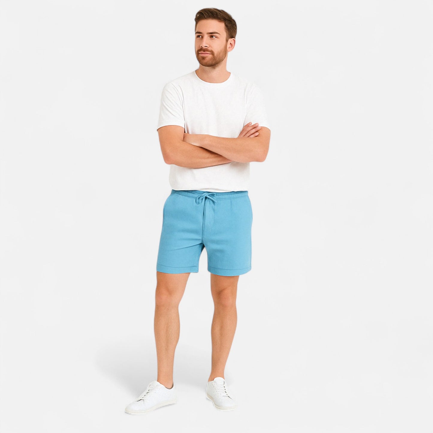 Vivellamode | Men’s Cotton Linen Shorts – Breathable Comfort for Summer