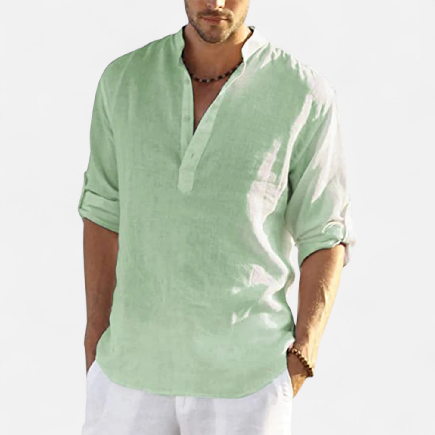 Vivellamode | Men’s Casual Cotton Linen Shirt – Effortless Style for Spring & Autumn