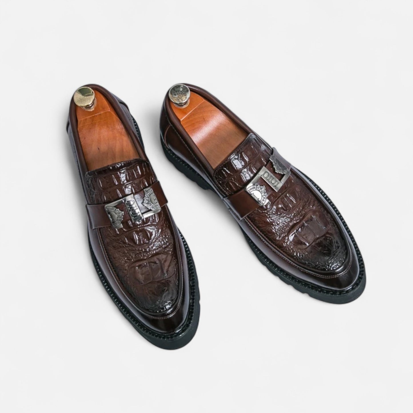 Vivellamode | Men’s White Loafers – Stylish Platform Slip-On Shoes for Business & Party