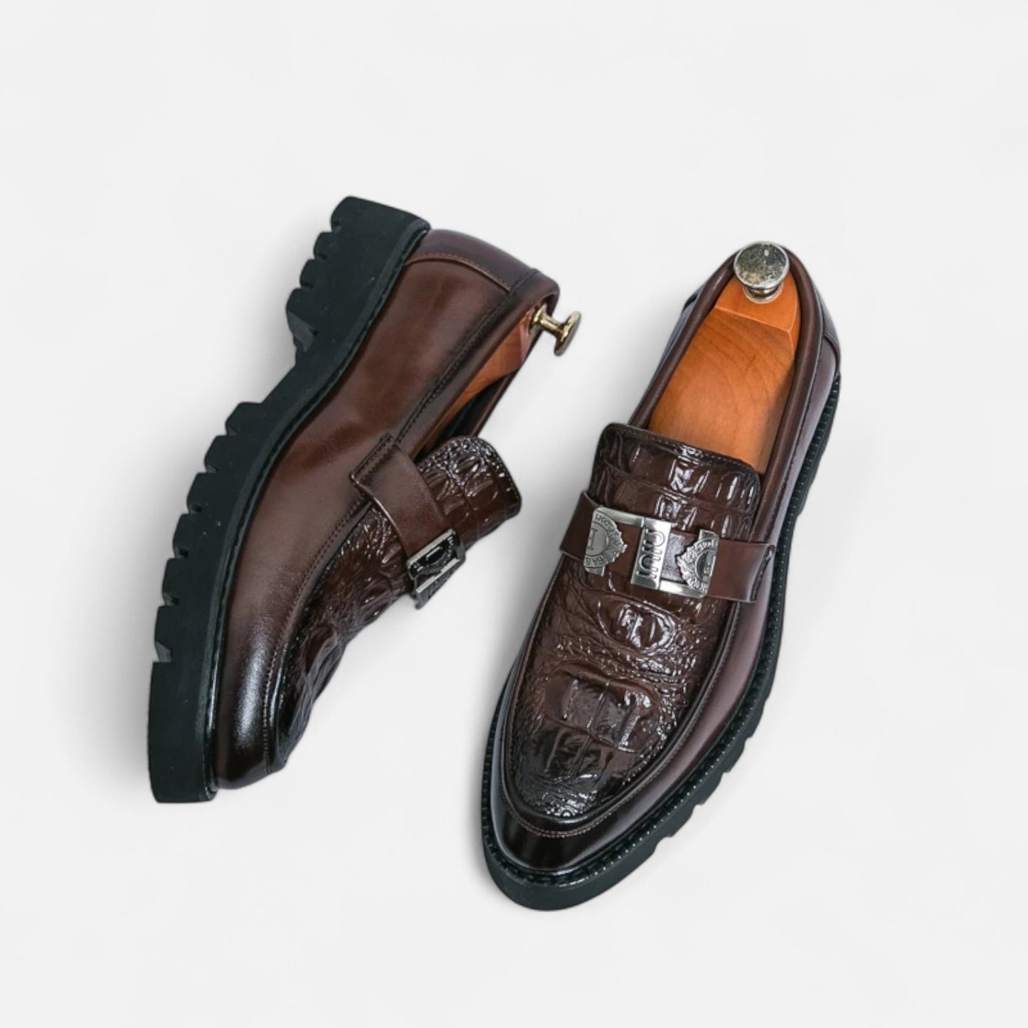 Vivellamode | Men’s White Loafers – Stylish Platform Slip-On Shoes for Business & Party