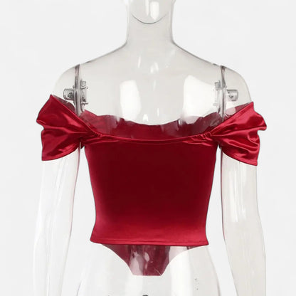 Vivellamode | Women’s Elegant Sleeveless Satin Cropped T-Shirt – Chic & Sophisticated for Every Occasion