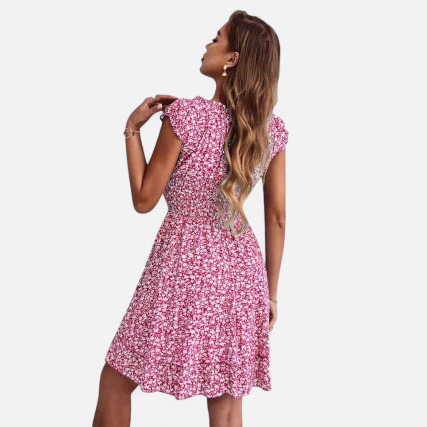 Vivellamode | Women’s Premium Elegant Flowy Floral Midi Dress – Sophisticated Comfort for Every Occasion