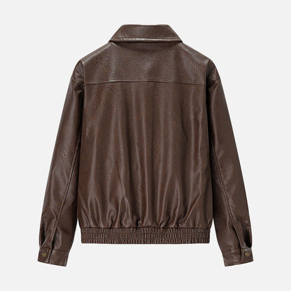 Vivellamode | unisex Vintage Leather Bomber – Timeless Design with Modern Comfort