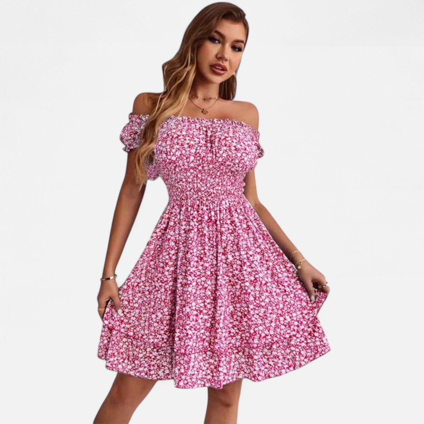 Vivellamode | Women’s Premium Elegant Flowy Floral Midi Dress – Sophisticated Comfort for Every Occasion