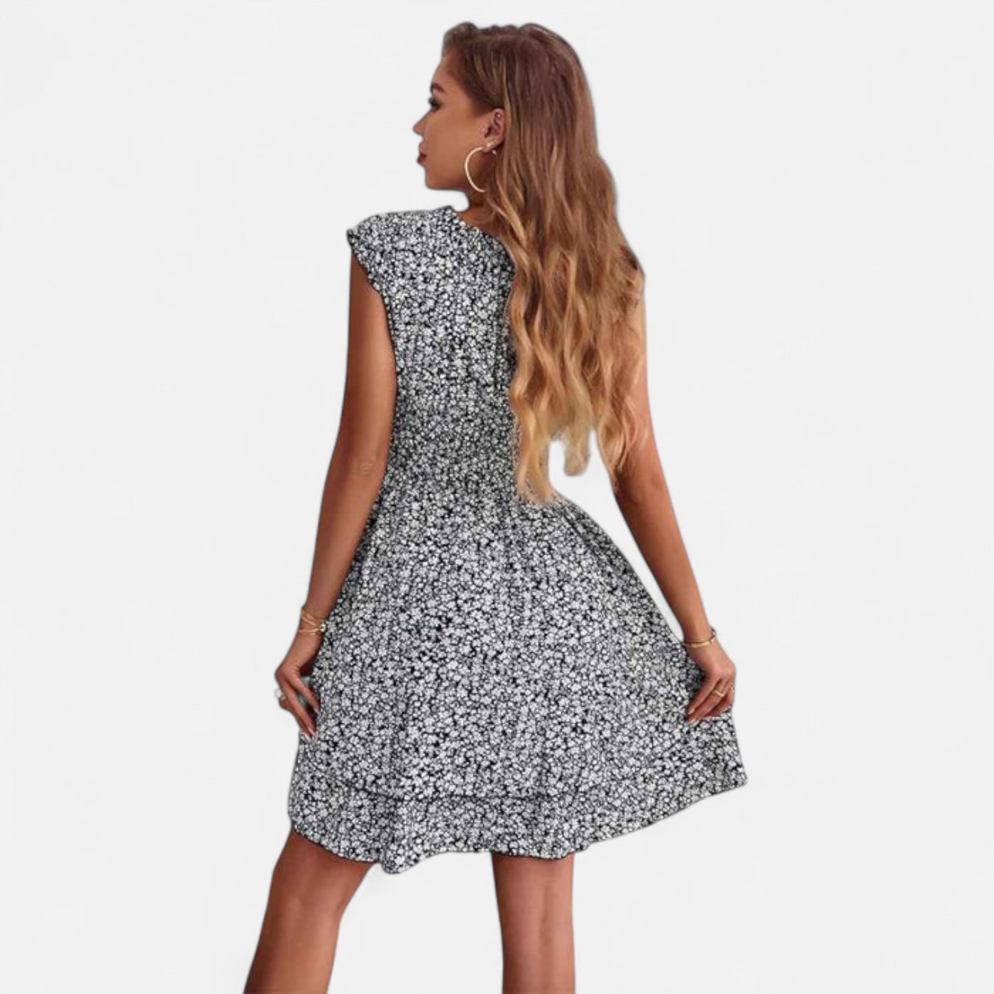 Vivellamode | Women’s Premium Elegant Flowy Floral Midi Dress – Sophisticated Comfort for Every Occasion