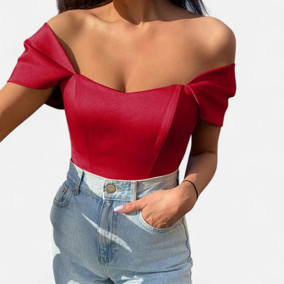 Vivellamode | Women’s Elegant Sleeveless Satin Cropped T-Shirt – Chic & Sophisticated for Every Occasion