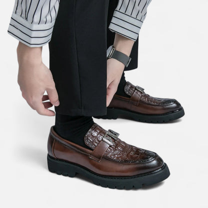 Vivellamode | Men’s White Loafers – Stylish Platform Slip-On Shoes for Business & Party