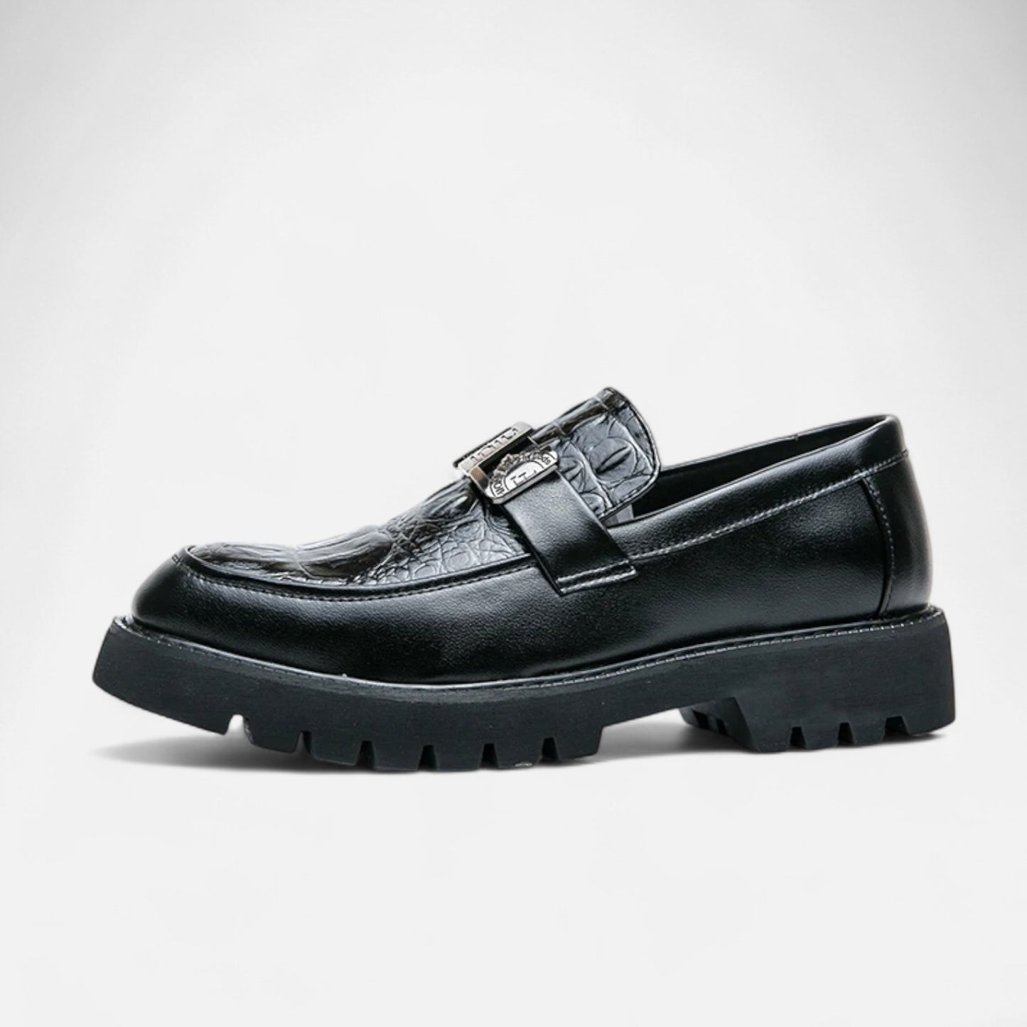 Vivellamode | Men’s White Loafers – Stylish Platform Slip-On Shoes for Business & Party