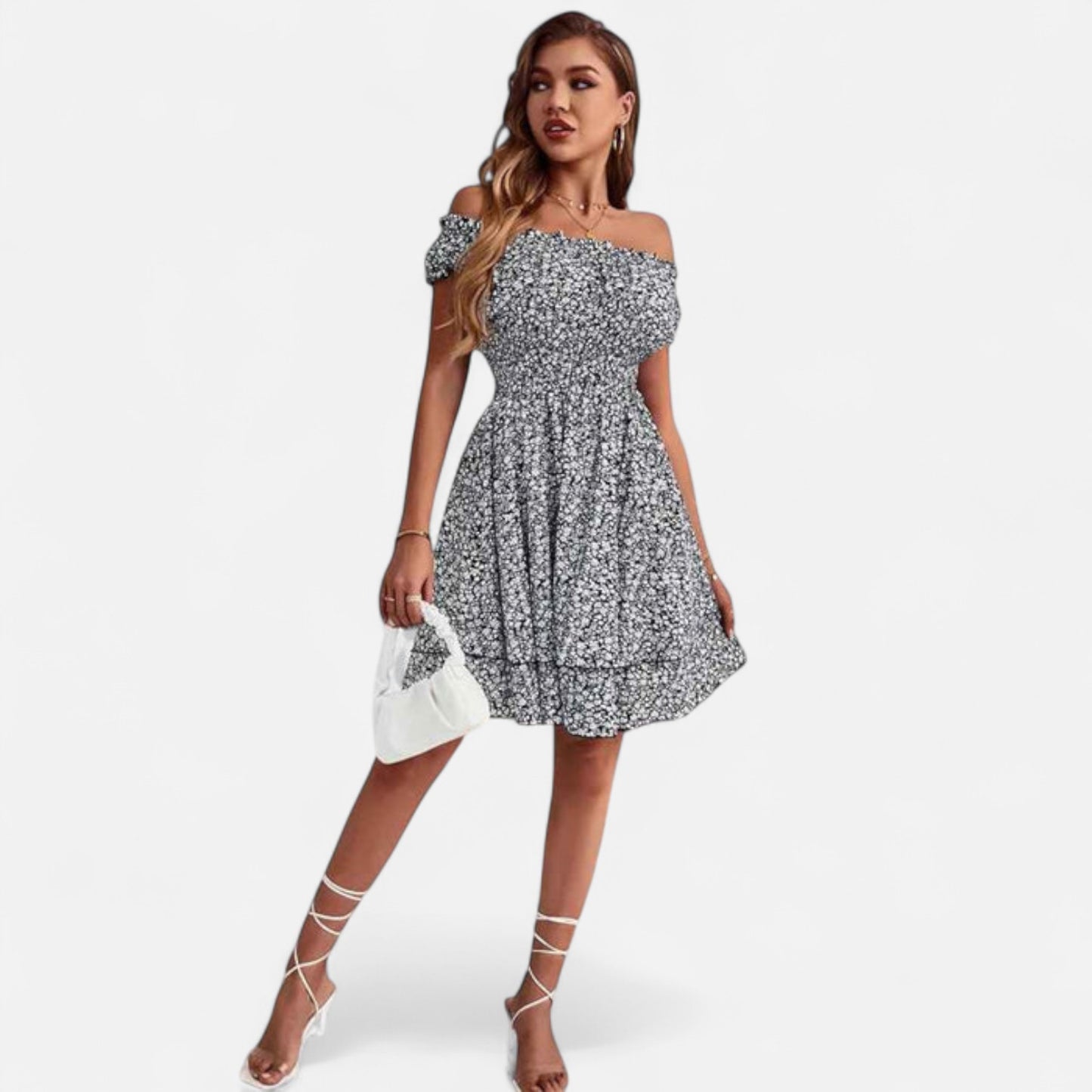 Vivellamode | Women’s Premium Elegant Flowy Floral Midi Dress – Sophisticated Comfort for Every Occasion