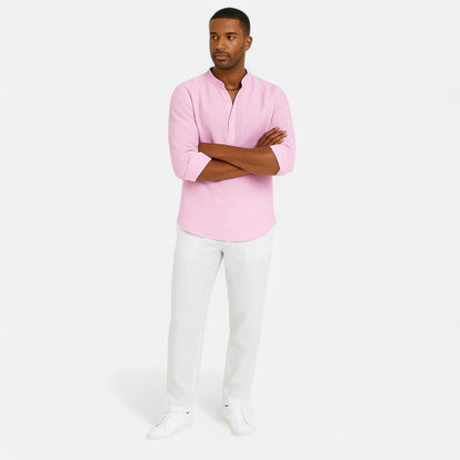 Vivellamode | Men’s Casual Cotton Linen Shirt – Effortless Style for Spring & Autumn