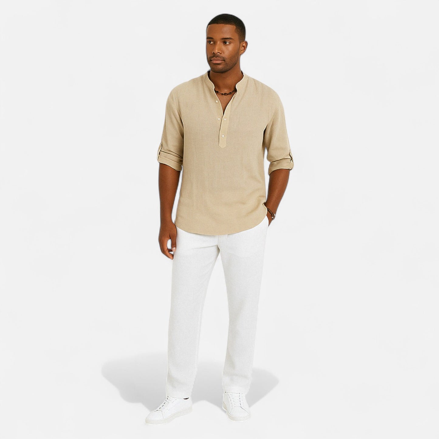 Vivellamode | Men’s Casual Cotton Linen Shirt – Effortless Style for Spring & Autumn