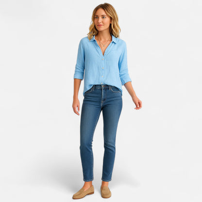 Vivellamode | Women’s Premium Pure Linen Long Sleeve Shirt –