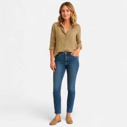 Vivellamode | Women’s Premium Pure Linen Long Sleeve Shirt –