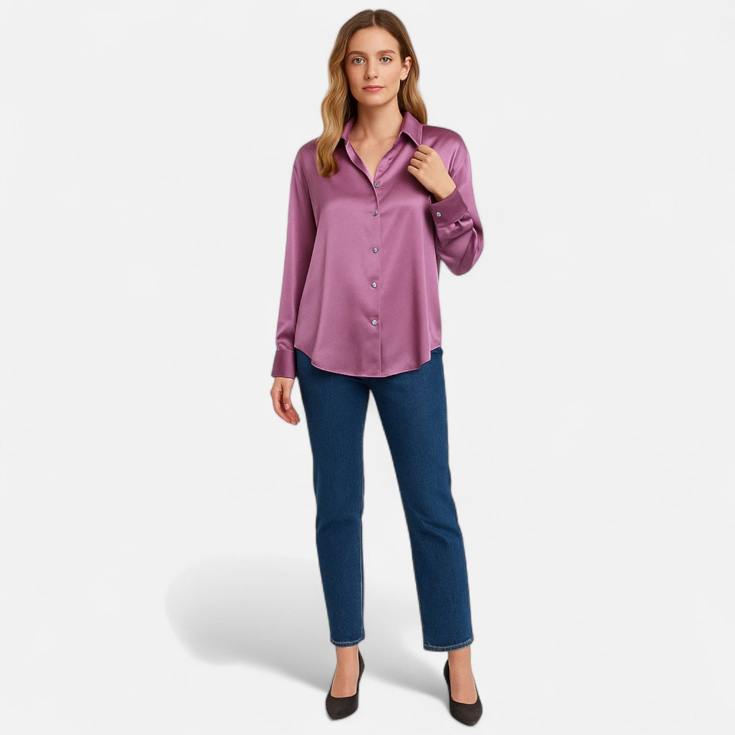 Vivellamode | Women’s Premium Long Sleeve Satin Blouse – Luxurious Elegance for Every Occasion