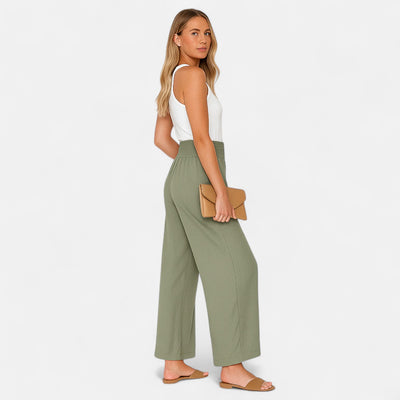Vivellamode | Women’s Cotton Linen Wide-Leg Pants – Relaxed Style for Warm Days