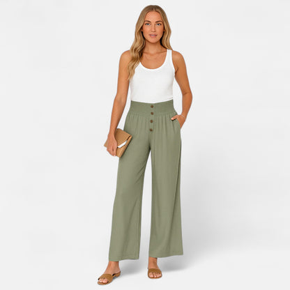 Vivellamode | Women’s Summer Cotton Linen Wide-Leg Pants – Relaxed Style for Warm Days