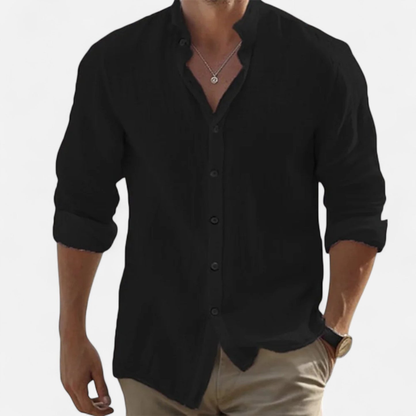 Vivellamode | Men’s Cotton Linen Long Sleeve Shirt – Stylish Comfort for Summer