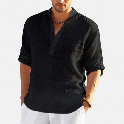 Vivellamode | Men’s Casual Cotton Linen Shirt – Effortless Style for Spring & Autumn