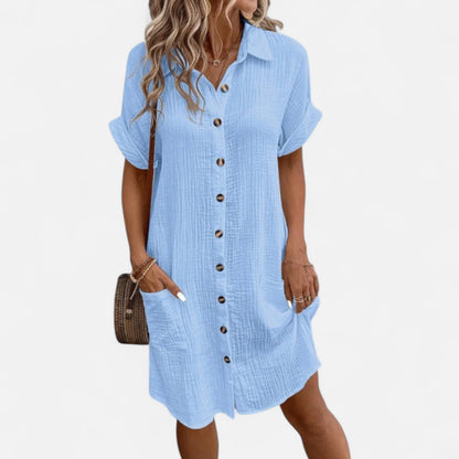 Vivellamode | Women’s Elegant Pure Linen Midi Dress – Timeless Style for Every Occasion