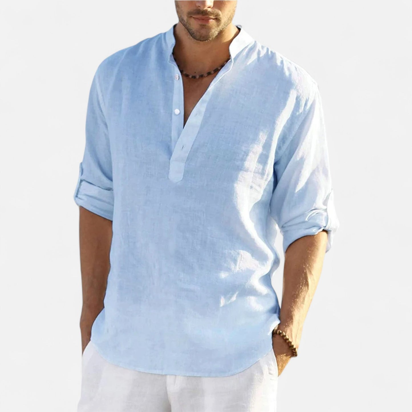 Vivellamode | Men’s Casual Cotton Linen Shirt – Effortless Style for Spring & Autumn