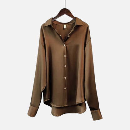 Vivellamode | Women’s Premium Long Sleeve Satin Blouse – Luxurious Elegance for Every Occasion