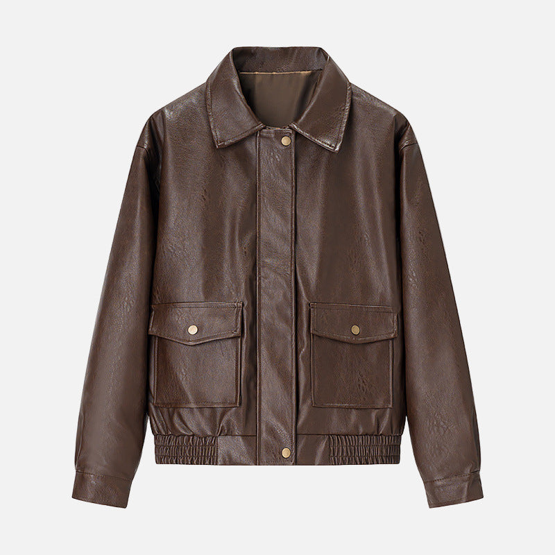 Vivellamode | unisex Vintage Leather Bomber – Timeless Design with Modern Comfort