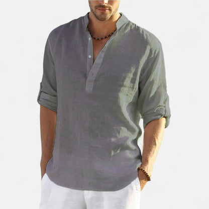 Vivellamode | Men’s Casual Cotton Linen Shirt – Effortless Style for Spring & Autumn