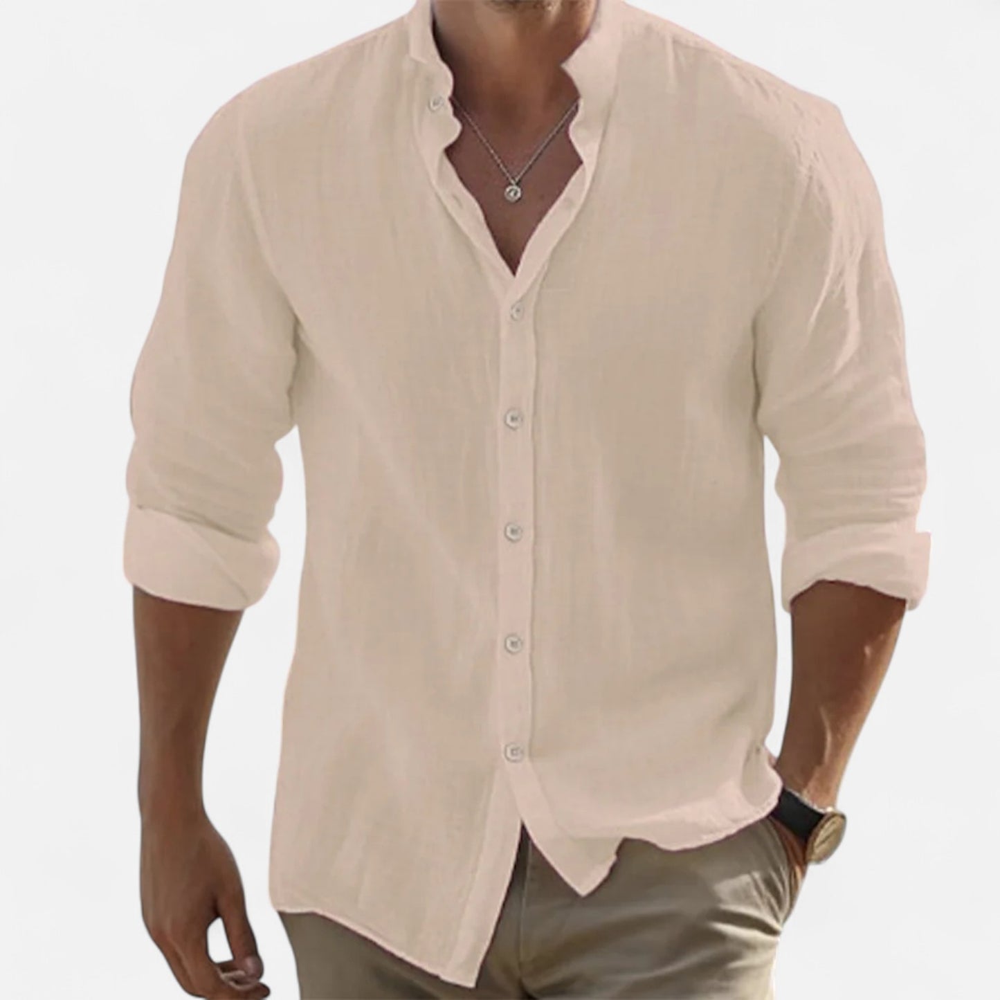 Vivellamode | Men’s Cotton Linen Long Sleeve Shirt – Stylish Comfort for Summer