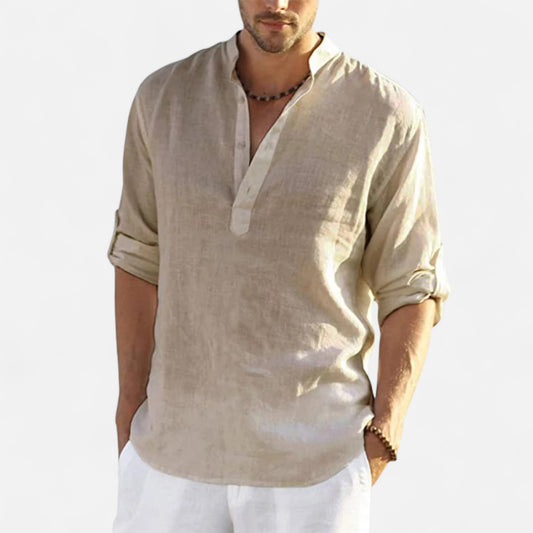 Vivellamode | Men’s Casual Cotton Linen Shirt – Effortless Style for Spring & Autumn