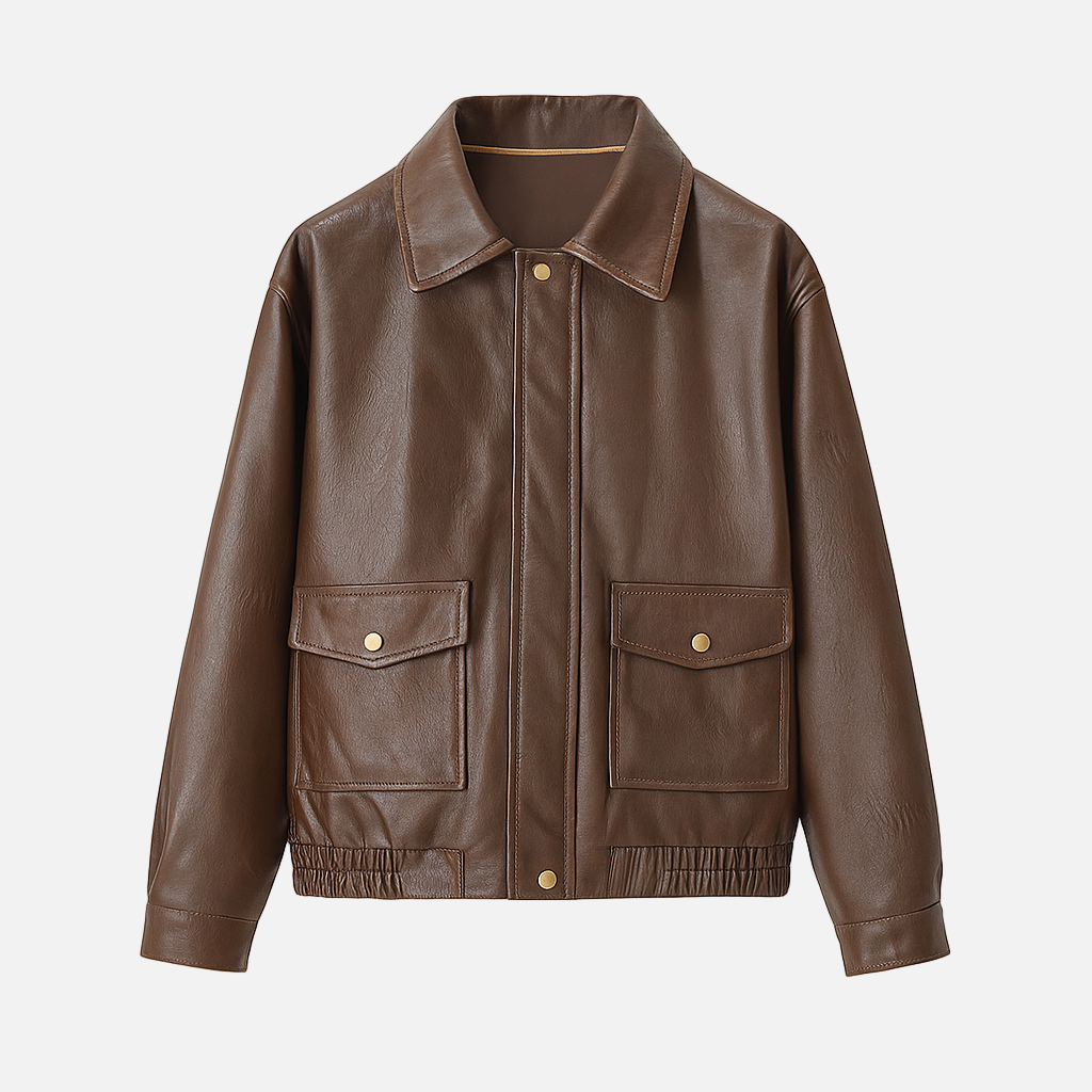Vivellamode | unisex Vintage Leather Bomber – Timeless Design with Modern Comfort