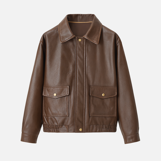Vivellamode | unisex Vintage Leather Bomber – Timeless Design with Modern Comfort