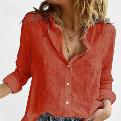 Vivellamode | Women’s Premium Pure Linen Long Sleeve Shirt –
