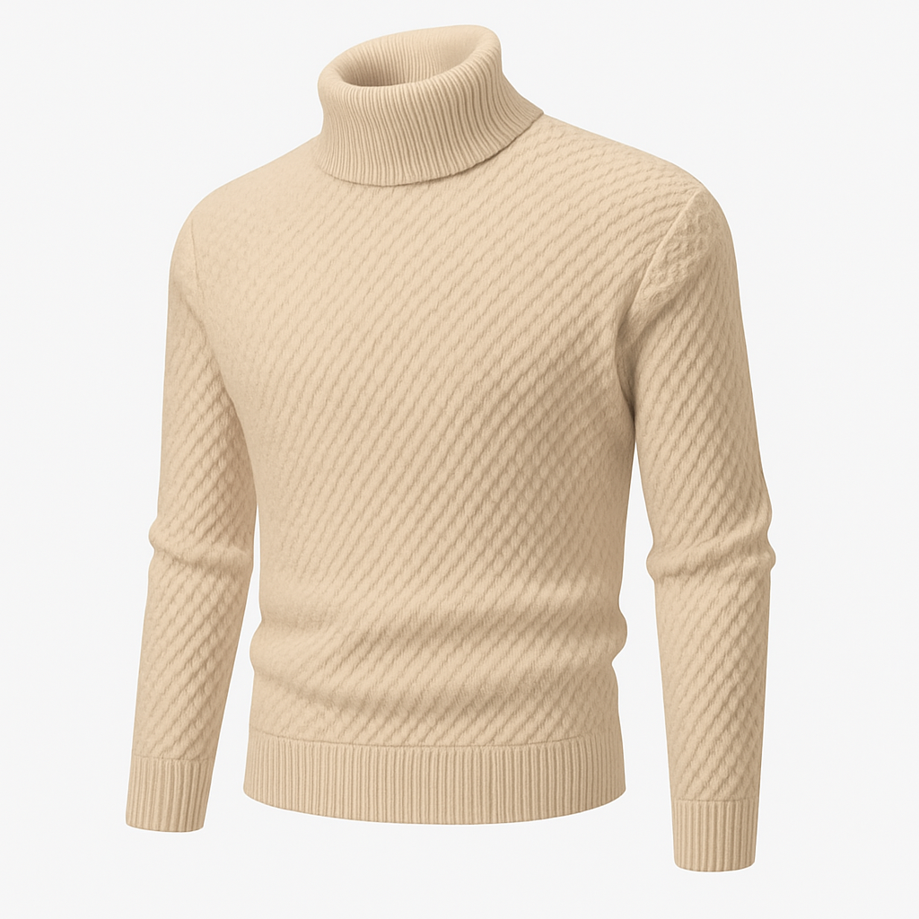 Vivellamode | Men’s Premium Cable-Knit Turtleneck – Modern Elegance and Lasting Warmth