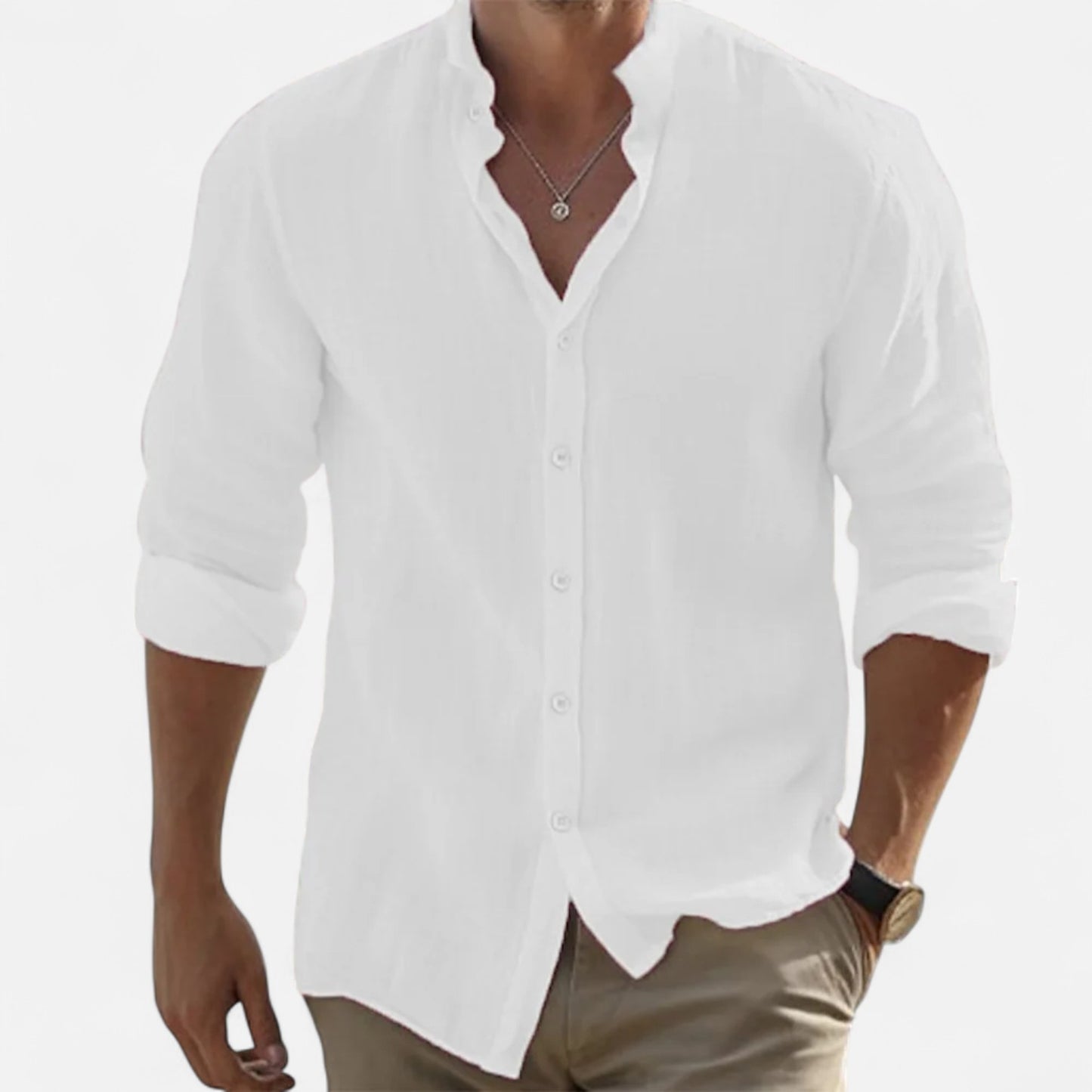 Vivellamode | Men’s Cotton Linen Long Sleeve Shirt – Stylish Comfort for Summer