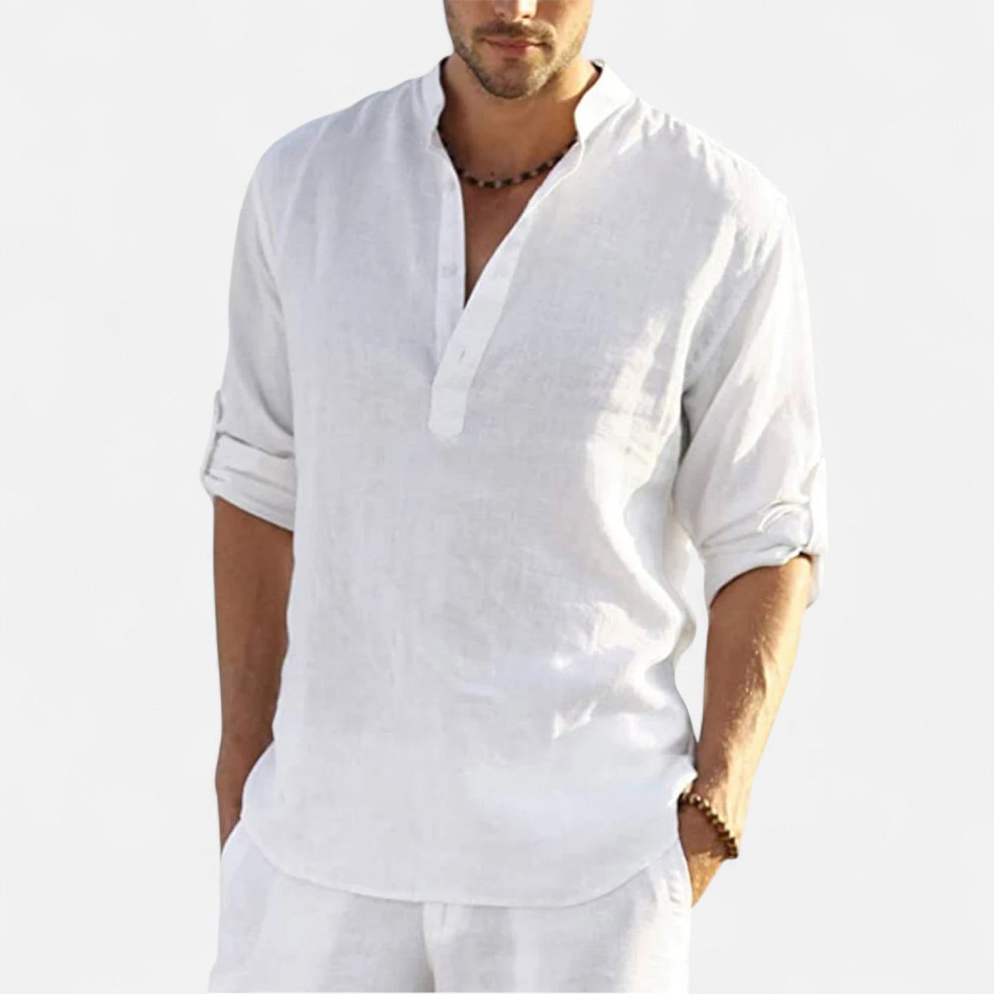 Vivellamode | Men’s Casual Cotton Linen Shirt – Effortless Style for Spring & Autumn
